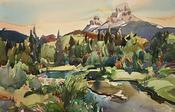 Crowsnest Valley Guardian_ Watercolour 14 x 22 in.