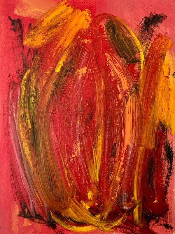 Reds on Red II - Oil on Paper
