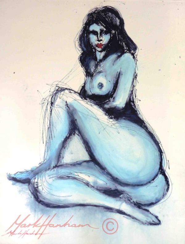 Woman in Blue - Paintings Figurative