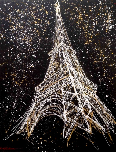 Eiffel Tower at Night - Paintings Paris