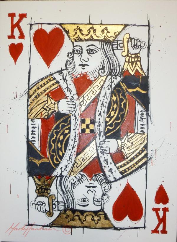 Golden King Of Heart - Paintings Playing Cards