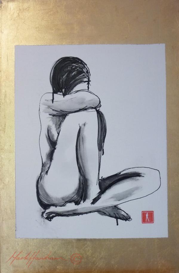 Nude On Gold - Paintings Figurative
