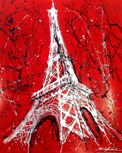 Red Eiffel Tower - Paintings Paris