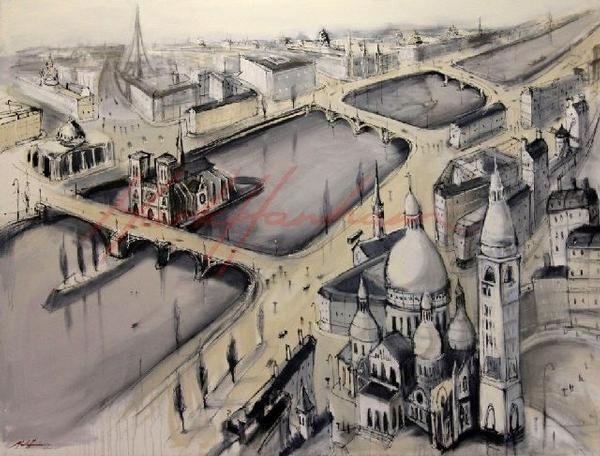 View From Montmartre - Paintings Paris