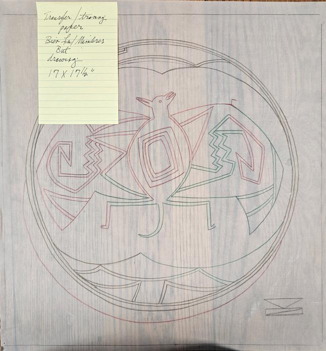 Mimbres Bat - Bien Fu drawing on tracing paper - Nancy Kozikowski