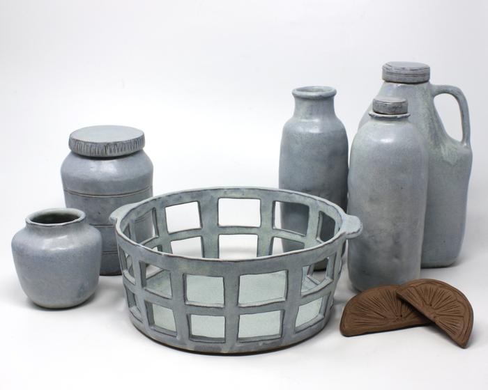 KARI WOOLSEY Soft Blue with Bottles