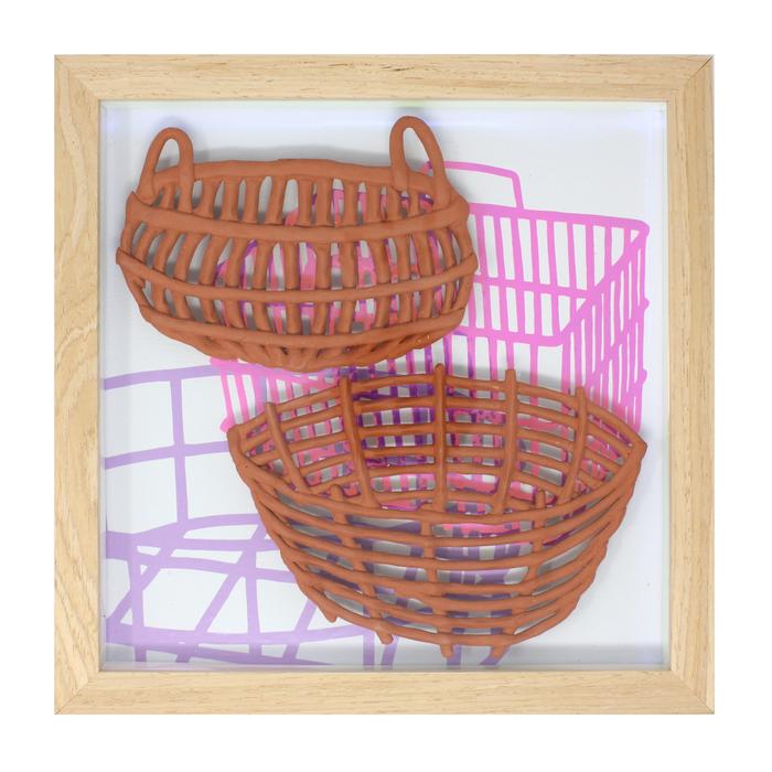KARI WOOLSEY Rose pink wicker baskets