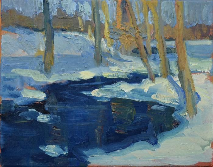 PEGGY N. ROOT Creek in Snow_ Color Sketch