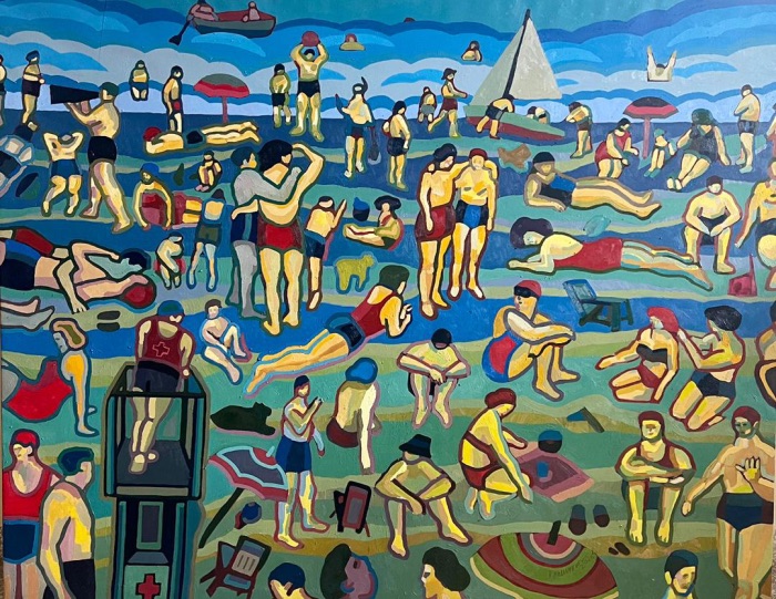 Dairan Fernandez de la Fuente - Untitled (crowded beach)<br>Oil on canvas 2025