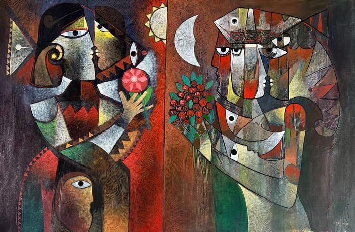 Orestes Gaulhiac - Con una flor, es suficiente<br>Acrylic on canvas 2025