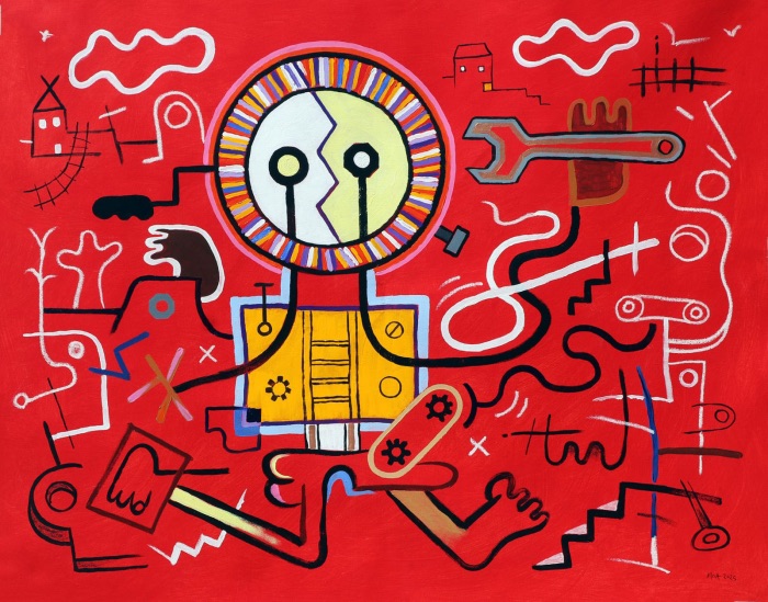 Luis Rodríguez NOA - Rueda de colores (Sentimientos)<br>Mixed media: Acrylic, ink & oil paint stick on canvas 2025