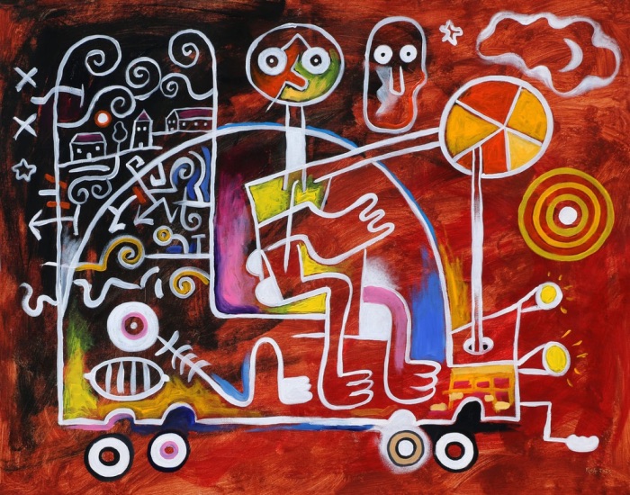 Luis Rodríguez NOA - Sueño, despertar, Consciencia<br>Acrylic on canvas 2025