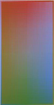 Sanford Wurmfeld Sanford Wurmfeld II-15_1B (R-G__V) (Vertical) Acrylic on canvas 2001 90 x 46 at David Richard Gallery