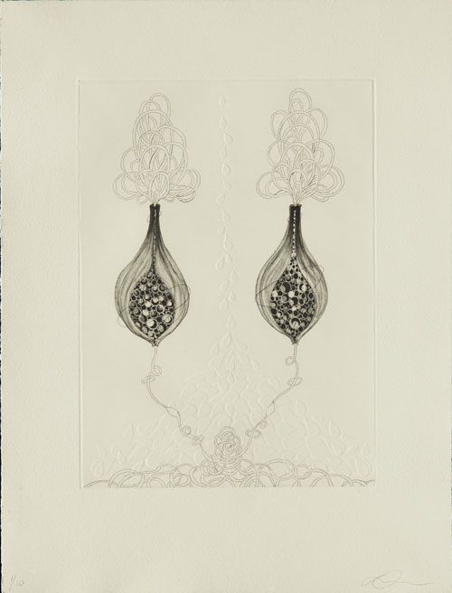 Dana Lynn Louis Untitled an etching at Seager Gray Gallery in Mill Valley CA in the San Francisco Bay Area