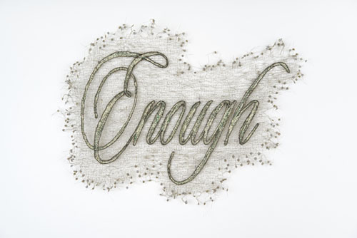 Lisa Kokin Enough Medium a thread and shredded money 2d artwork at Seager Gray Gallery in Mill Valley CA in the San Francisco Bay Area - Lisa  Kokin