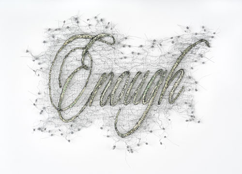 Lisa Kokin Enough Small a thread and shredded money 2d artwork at Seager Gray Gallery in Mill Valley CA in the San Francisco Bay Area - Lisa  Kokin