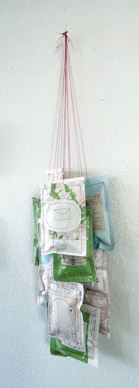 Lynn Beldner - Lynn Beldner_Uncertain Navigation_ mixed media_ maps_whimsy at Donna Seager Fine Arts in the San Francisco Bay Area