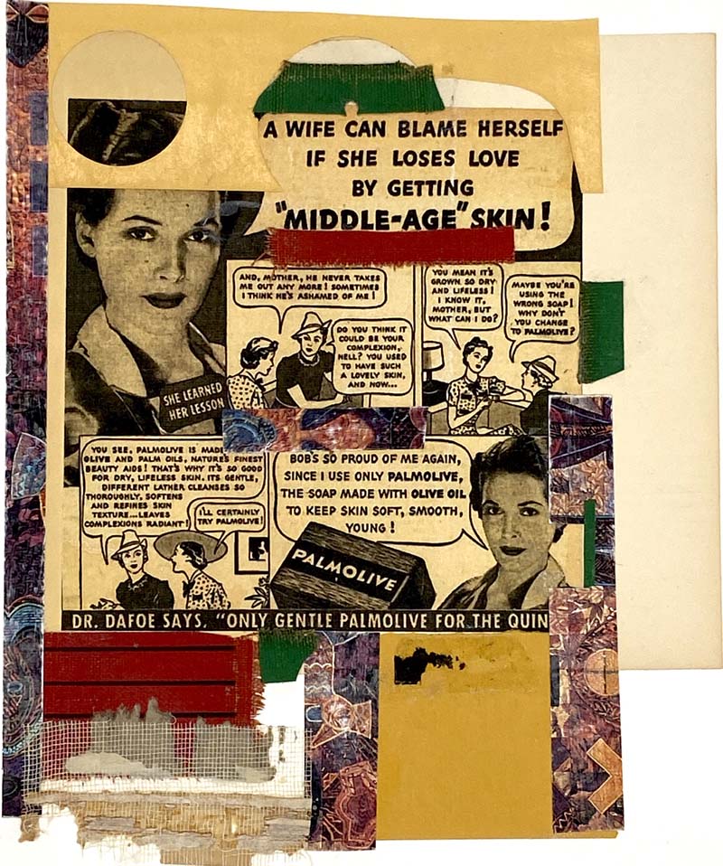 Patricia Leeds Middle-Aged Skin artist book in The Art of the Book exhibition at Seager Gray Gallery in Mill Valley CA in the San Francisco Bay Area