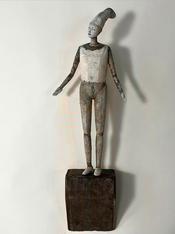 Cathy Rose_ Backbone_ figurative sculpture_ clay_ wood at Donna Seager Fine Arts in San Rafael in th