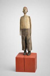 Joe Brubaker_ Harvey_ wood carved figurative sculpture at Donna Seager Fine Arts in San Rafael in the San Francisco Bay Area