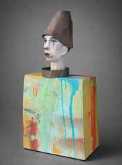Joe Brubaker_Enrico_ carved wood figurative sculpture at Donna Seager Fine Arts in San Rafael in the San Francisco Bay Area