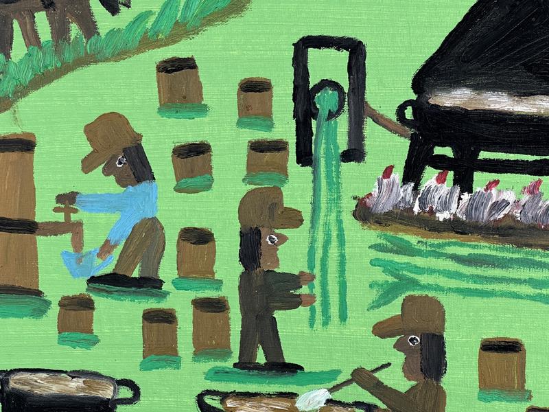 Pressing the sugarcane to extract the juice