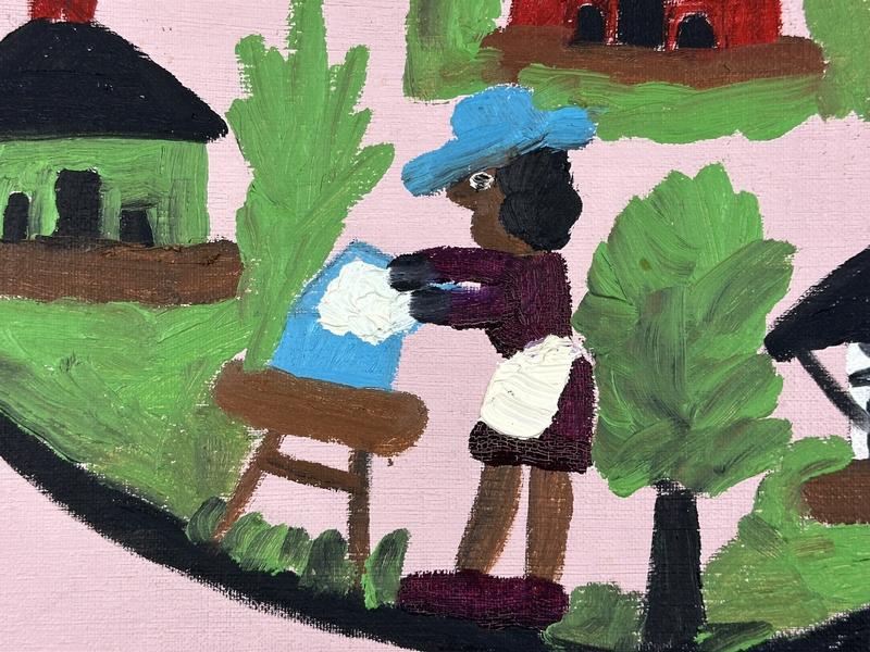 Detail of Melrose Plantation showing a lady doing a wash outside