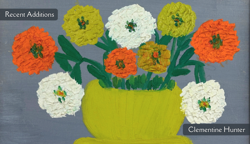 Zinnia's on a Grey Background by Clementine Hunter