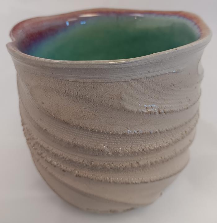5140-Gray Bowl w_Turquoise - Cheryl Hoagland