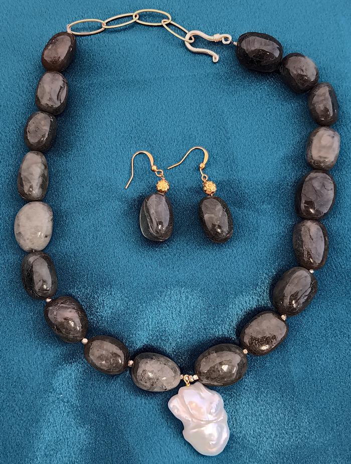 Labradorite and Pearl Jewelry Set - Kathy Hjeresen
