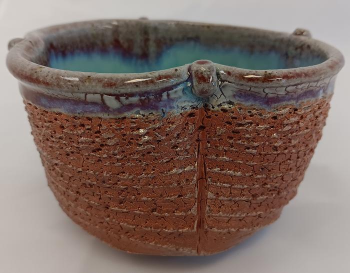 5118-Pleated Bowl w_Turquoise - Cheryl Hoagland