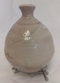 W. Lowell Baker Amphora - Cream w_ Stand (round bottom)