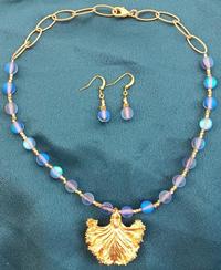 Kathy Hjeresen Opalized Blue Glass Jewelry Set