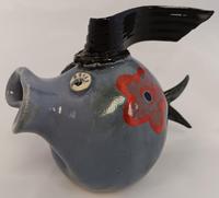 Cheryl Hoagland 5311-Fish Med Blue w_Red Flowers