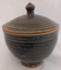 W. Lowell Baker Lidded Bowl - Blue Leaves