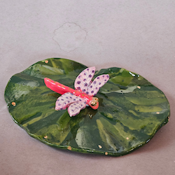 Virginia Harrison Small Dragonfly on Lily Pad