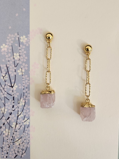 5546_ Rose Quartz and Gold Earrings - Lynn Walsh