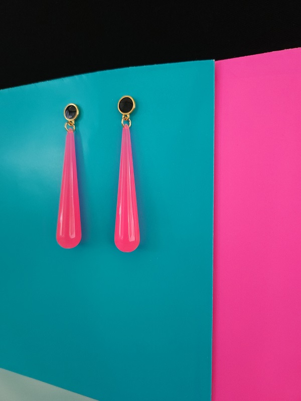 5587. German Resin Enamel Earrings (Pink) - Lynn Walsh