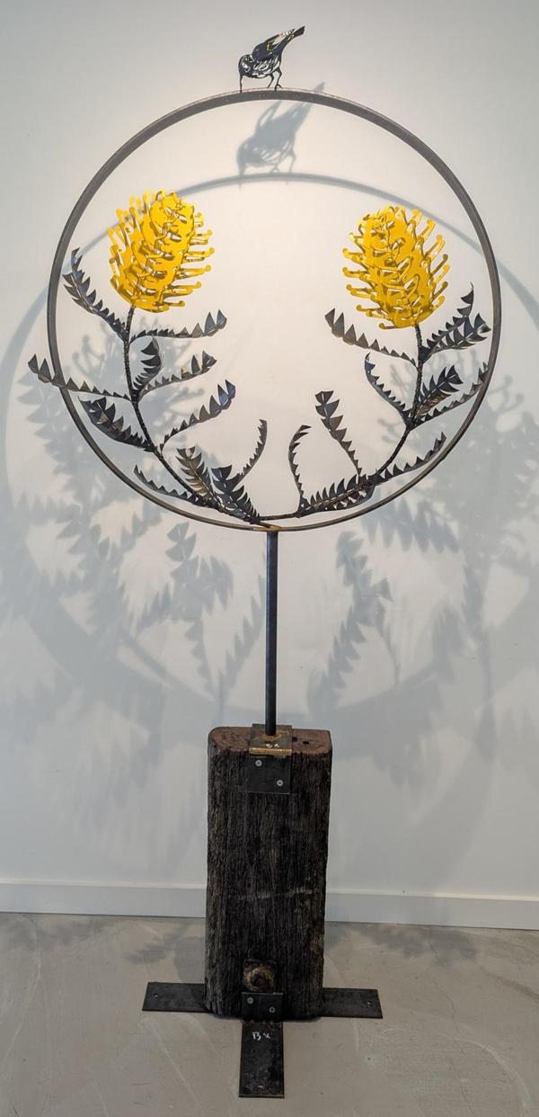 Yellow Double Banksia with Honeyeater - Grant Flather