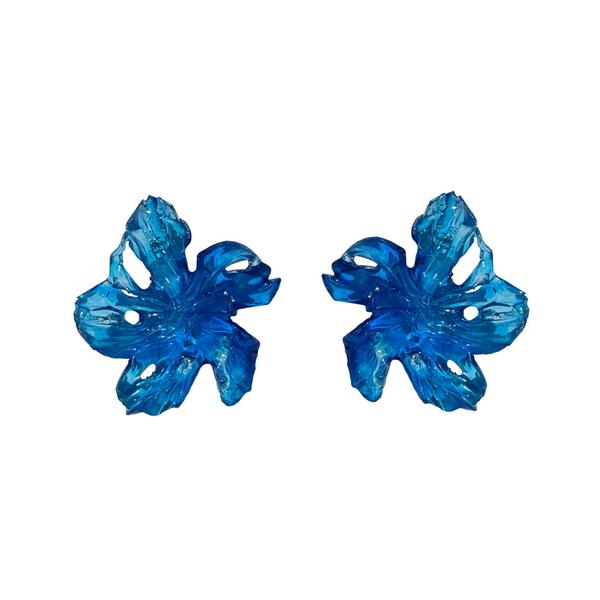 Large Blue Flower Earrings - Panayiota Koutsantonis