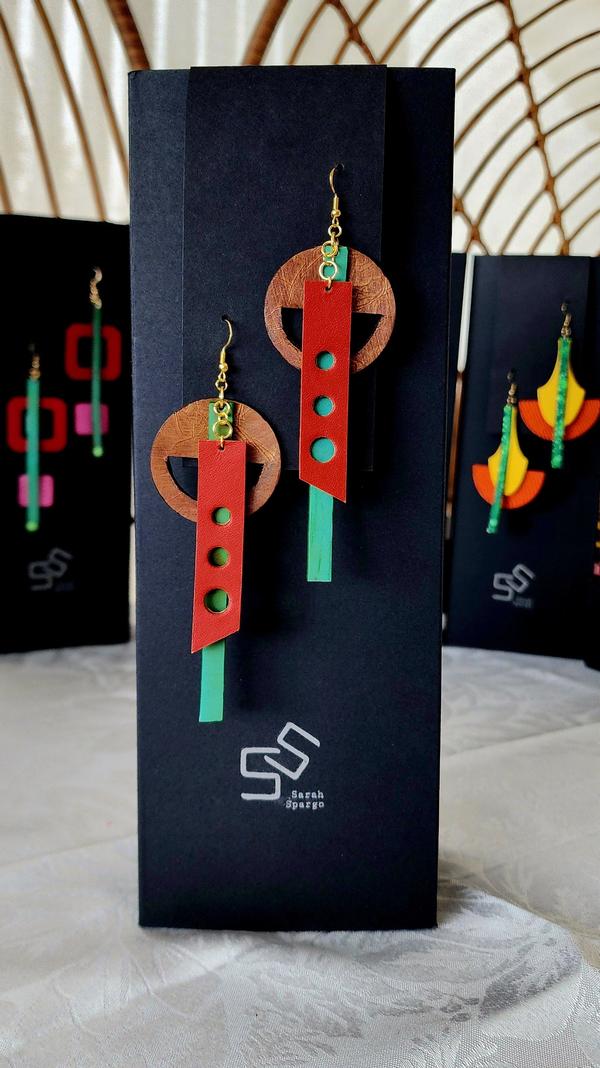 9. Earrings (red_ blue_ bronze) - Sarah Spargo