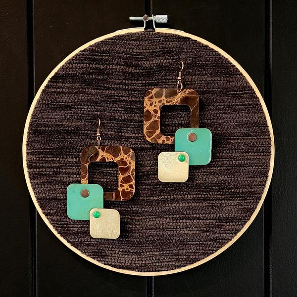 11. Earrings (bronze_ teal_ white) - Sarah Spargo
