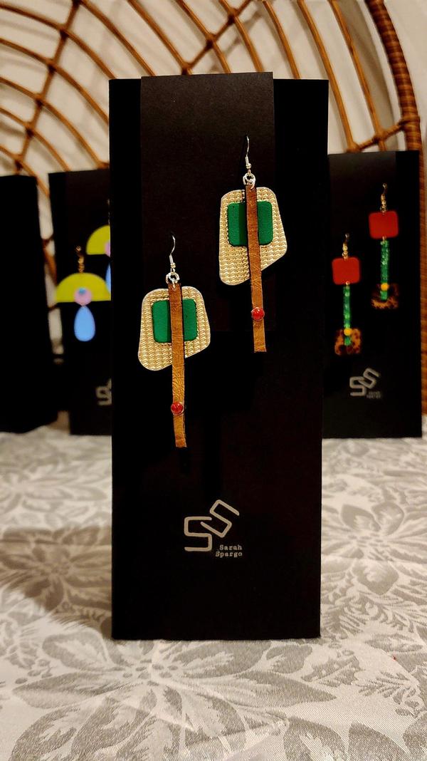 7. Earrings (green_ gold_ bronze) - Sarah Spargo