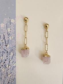 Lynn Walsh 5546_ Rose Quartz and Gold Earrings