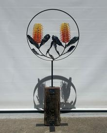 Double Orange Banksia on Timber Base
