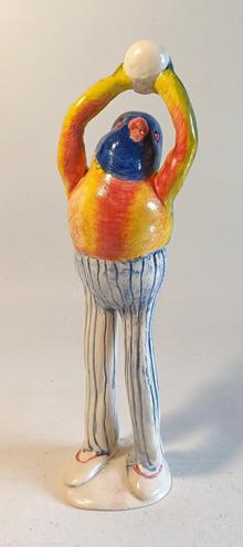 Sally Hook Rainbow Lorikeet catching a Ball