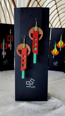 Sarah Spargo 9. Earrings (red_ blue_ bronze)