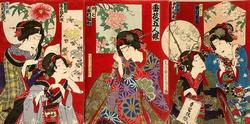 Toyohara Kunichika Five Daughters of Flowers and Incense