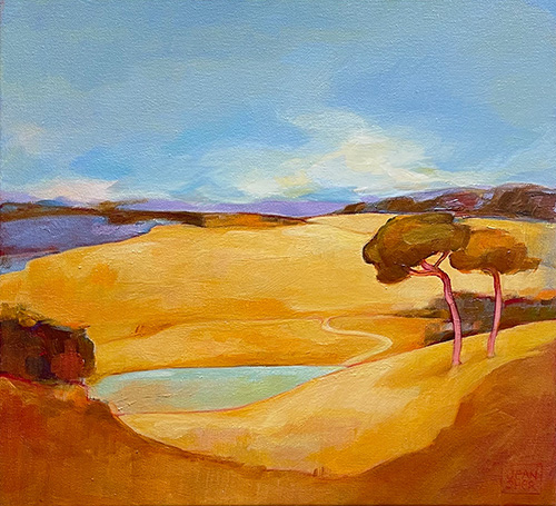 Jean Sher - Summer Landscape_ Trees and Dam