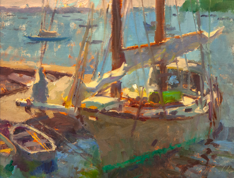 Manowar_ Rockport Harbor by Roberta Goschke at Sylvan Gallery - ROBERTA GOSCHKE